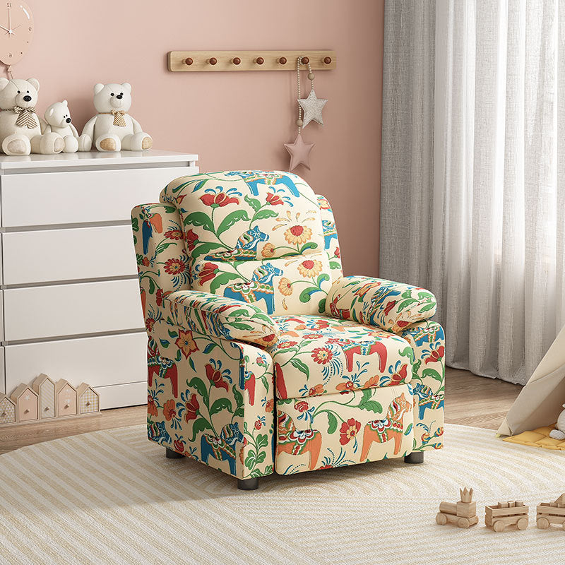 Modern Minimalist Rectangular Kid Fabric PU Leather Solid Wood Plastic Accent Chair Backrest Armrest For Living Room