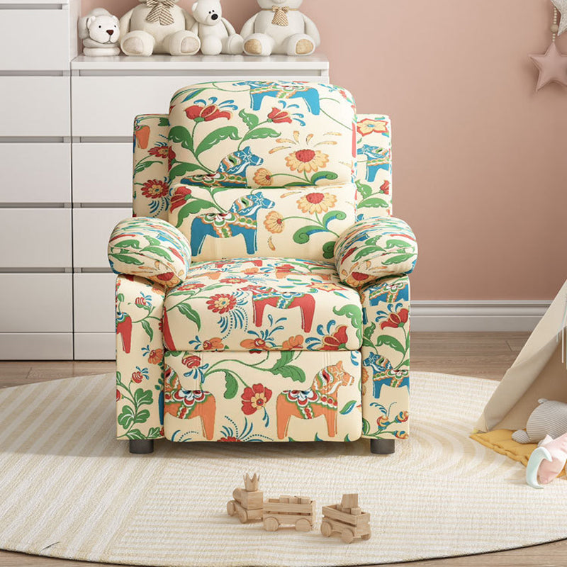 Modern Minimalist Rectangular Kid Fabric PU Leather Solid Wood Plastic Accent Chair Backrest Armrest For Living Room