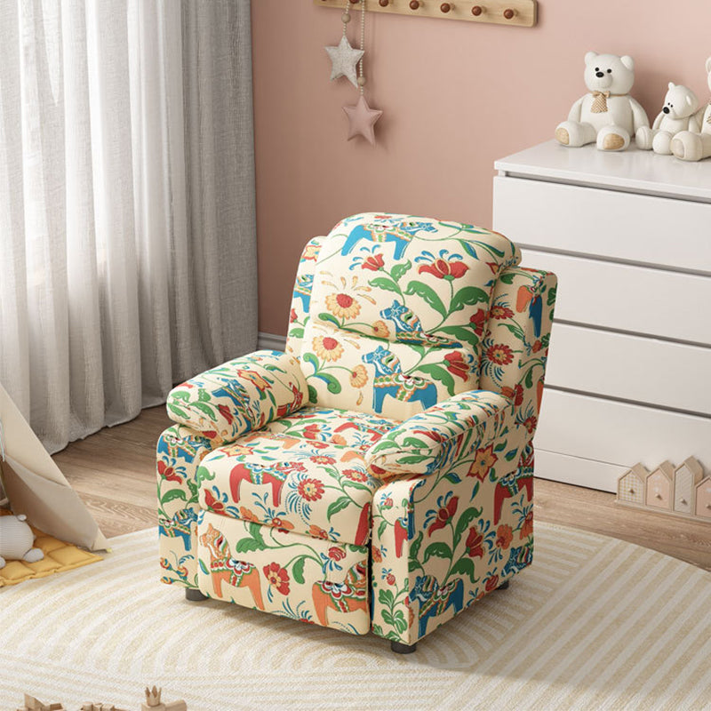 Modern Minimalist Rectangular Kid Fabric PU Leather Solid Wood Plastic Accent Chair Backrest Armrest For Living Room