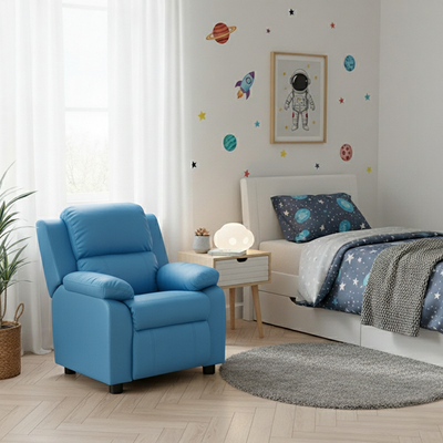 Modern Minimalist Rectangular Kid Fabric PU Leather Solid Wood Plastic Accent Chair Backrest Armrest For Living Room