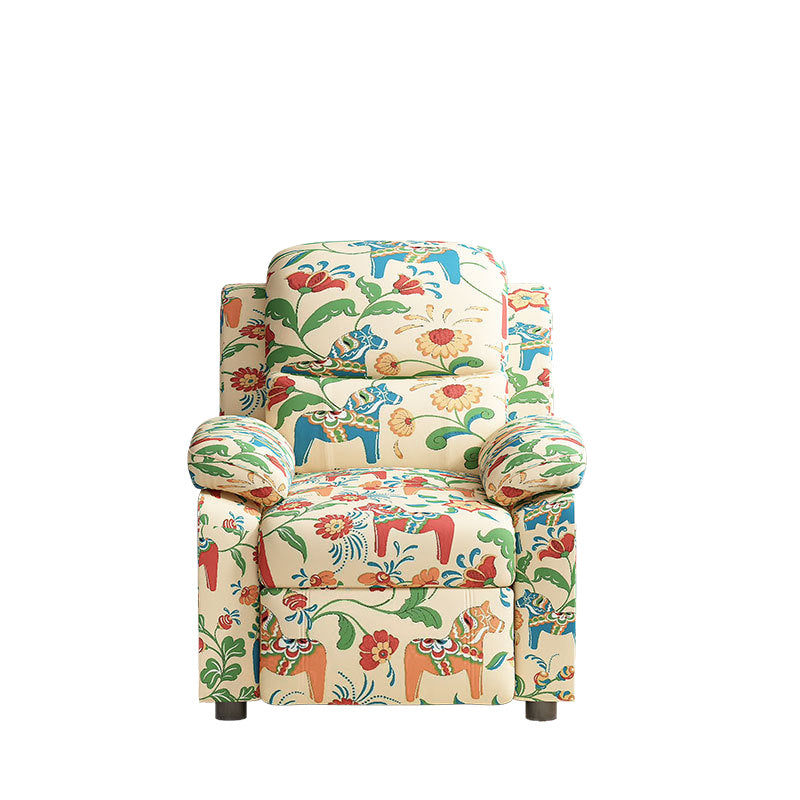 Modern Minimalist Rectangular Kid Fabric PU Leather Solid Wood Plastic Accent Chair Backrest Armrest For Living Room