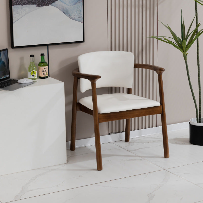 Chaise de salle à manger traditionnelle chinoise en cuir microfibre rectangulaire, en bois massif, avec dossier et accoudoirs, pour salle à manger 