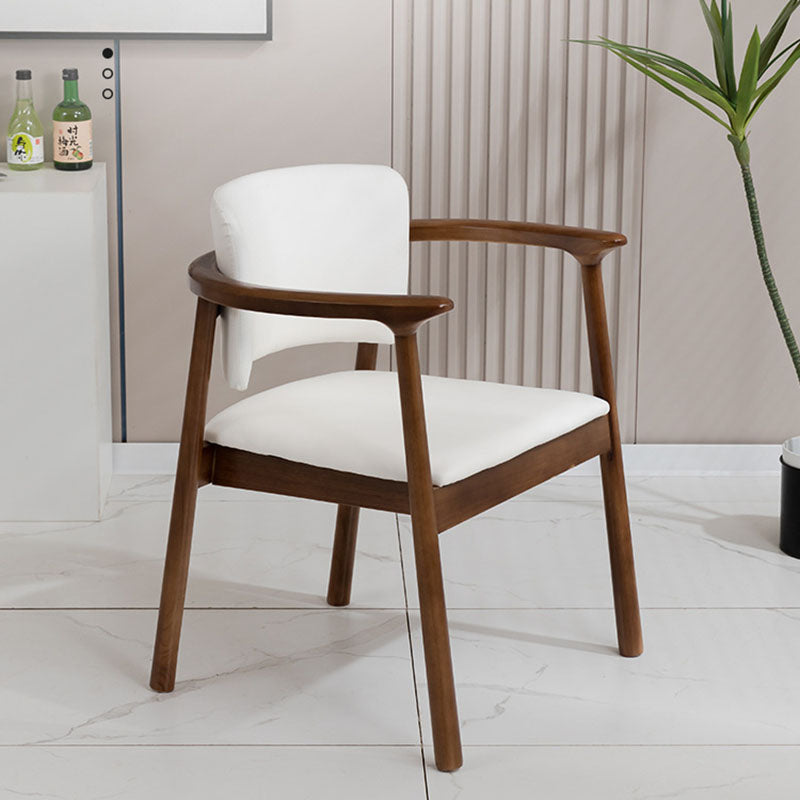 Traditional Chinese Rectangular Microfiber Leather Solid Wood Dining Chair Backrest Armrest For Dining Room