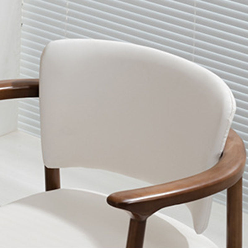 Traditional Chinese Rectangular Microfiber Leather Solid Wood Dining Chair Backrest Armrest For Dining Room