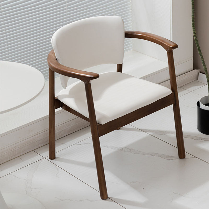 Traditional Chinese Rectangular Microfiber Leather Solid Wood Dining Chair Backrest Armrest For Dining Room