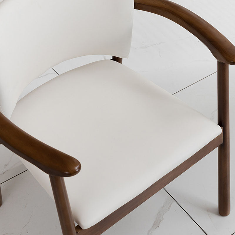 Traditional Chinese Rectangular Microfiber Leather Solid Wood Dining Chair Backrest Armrest For Dining Room