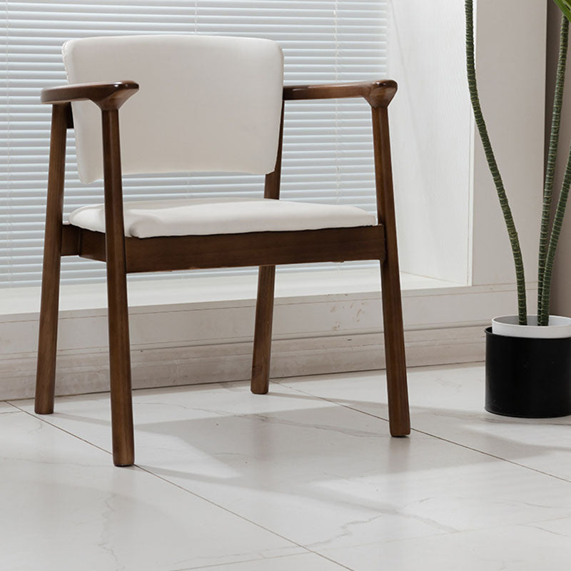 Traditional Chinese Rectangular Microfiber Leather Solid Wood Dining Chair Backrest Armrest For Dining Room