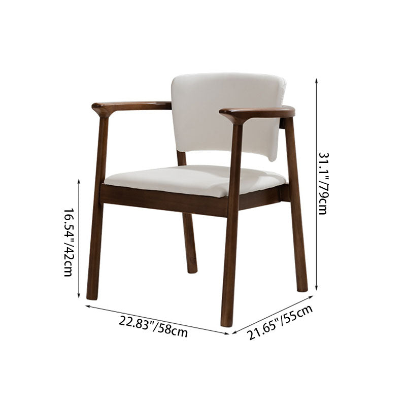 Traditional Chinese Rectangular Microfiber Leather Solid Wood Dining Chair Backrest Armrest For Dining Room