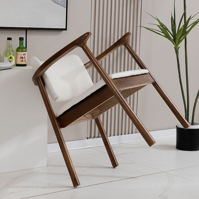 Traditional Chinese Rectangular Microfiber Leather Solid Wood Dining Chair Backrest Armrest For Dining Room