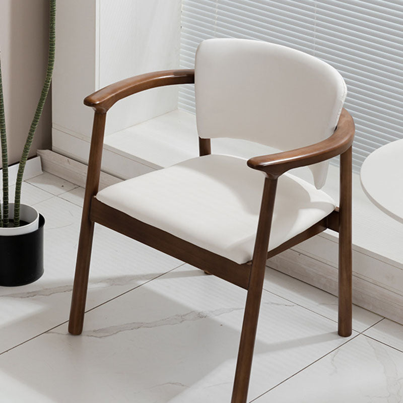 Traditional Chinese Rectangular Microfiber Leather Solid Wood Dining Chair Backrest Armrest For Dining Room