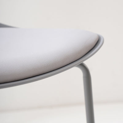 Modern Minimalist Curved Scratch Resistant Leather PC Iron Dining Chair Backrest Armless For Dining Room