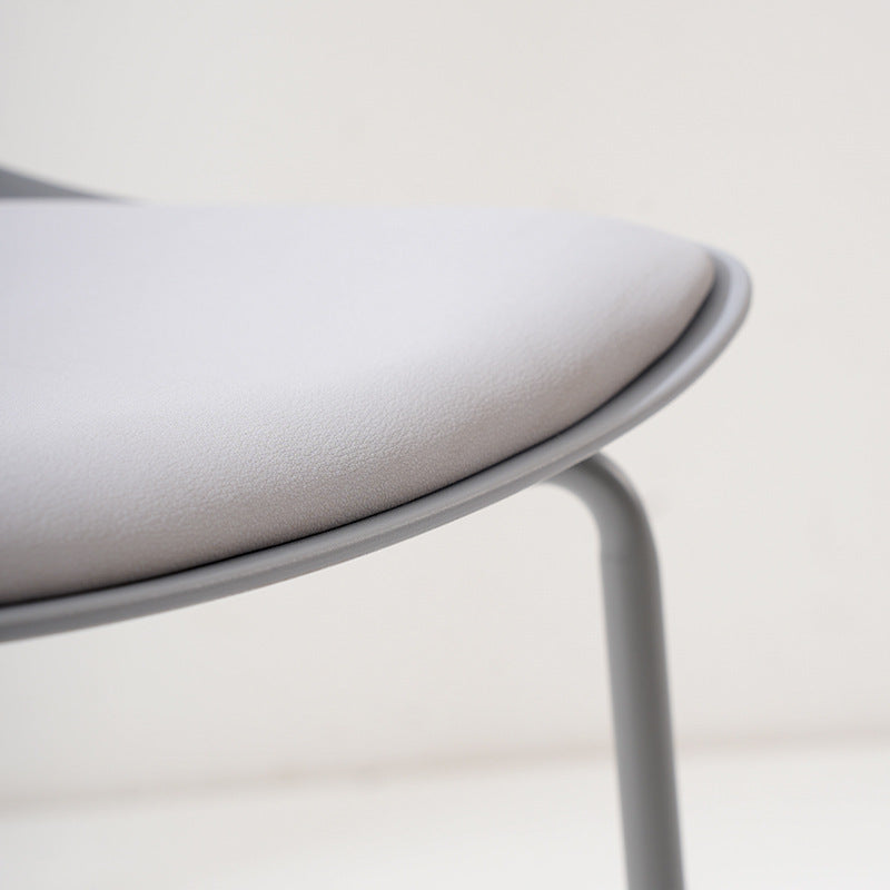Modern Minimalist Curved Scratch Resistant Leather PC Iron Dining Chair Backrest Armless For Dining Room