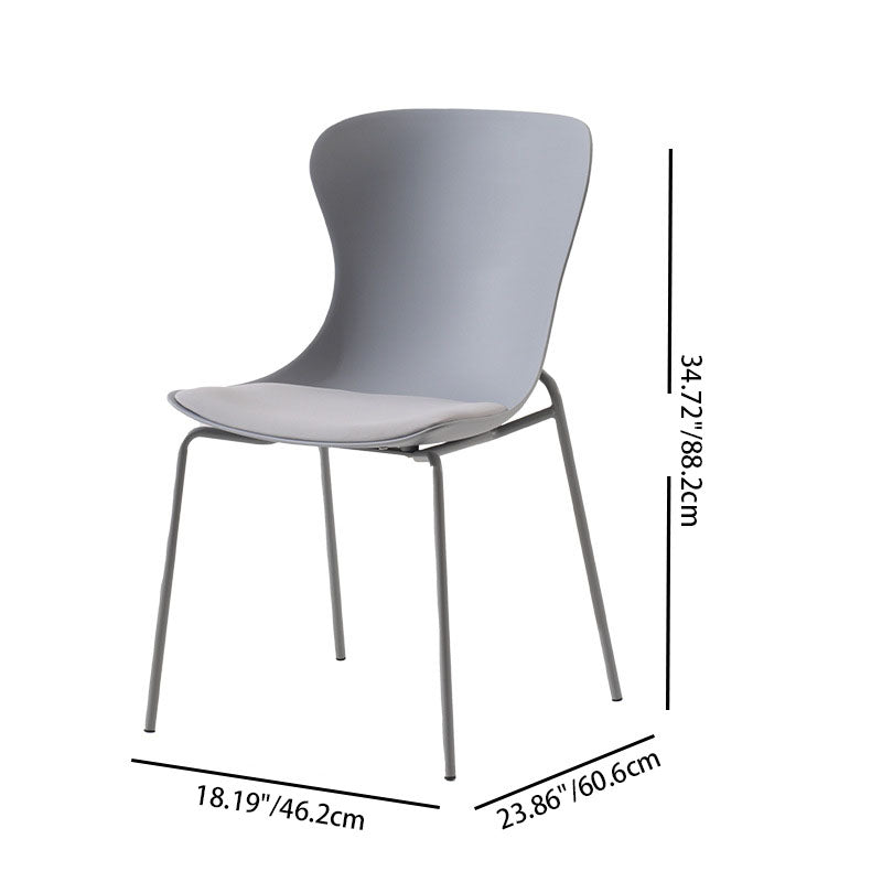 Modern Minimalist Curved Scratch Resistant Leather PC Iron Dining Chair Backrest Armless For Dining Room