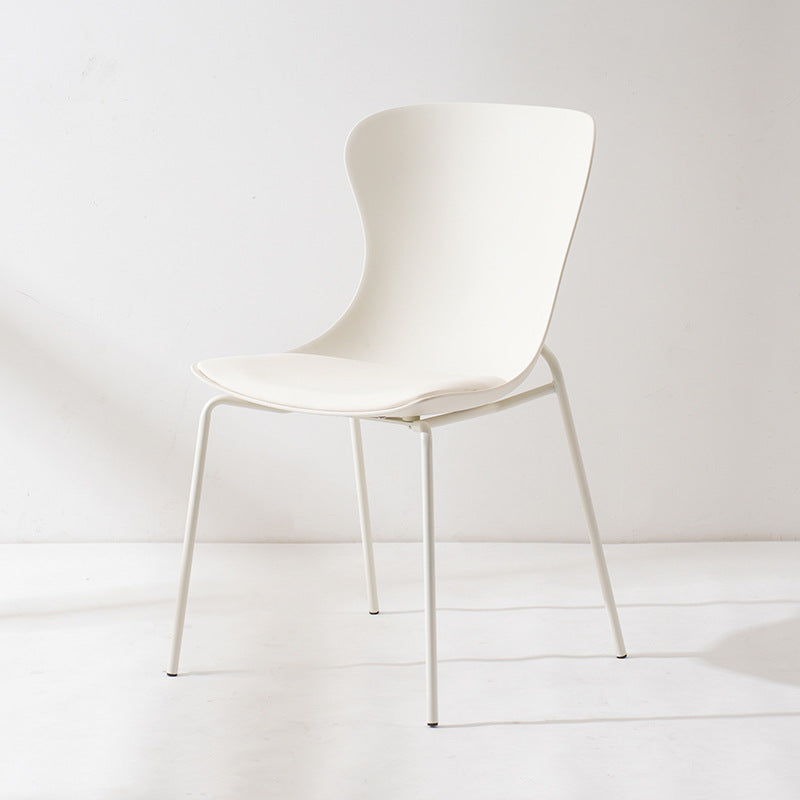 Modern Minimalist Curved Scratch Resistant Leather PC Iron Dining Chair Backrest Armless For Dining Room