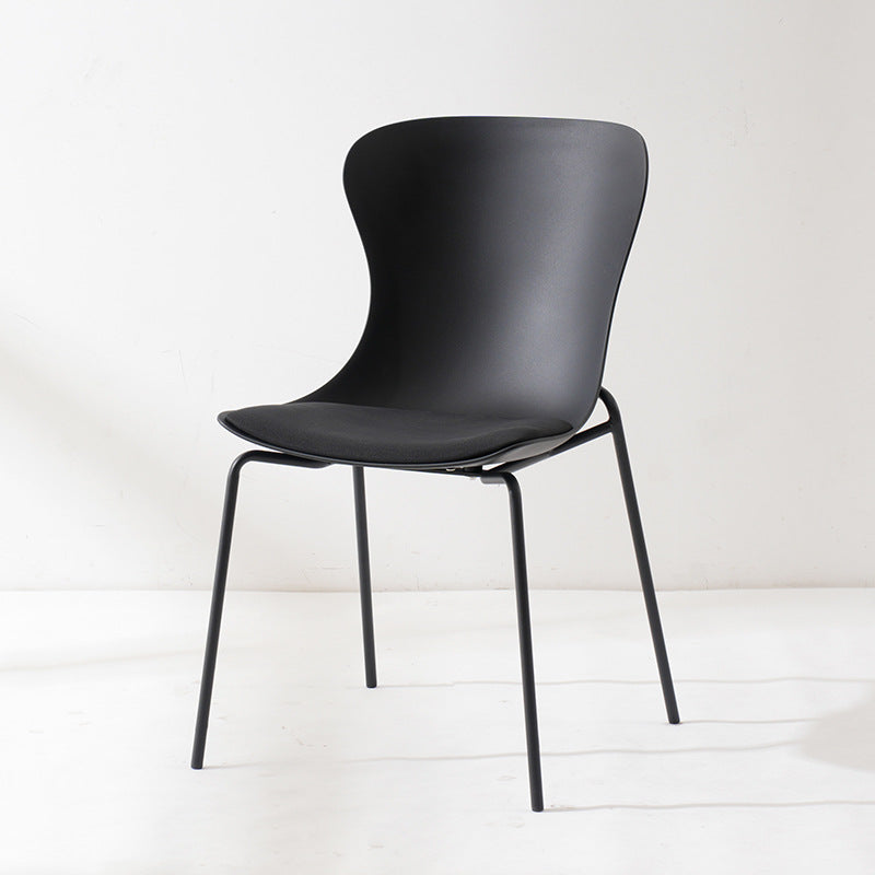 Modern Minimalist Curved Scratch Resistant Leather PC Iron Dining Chair Backrest Armless For Dining Room