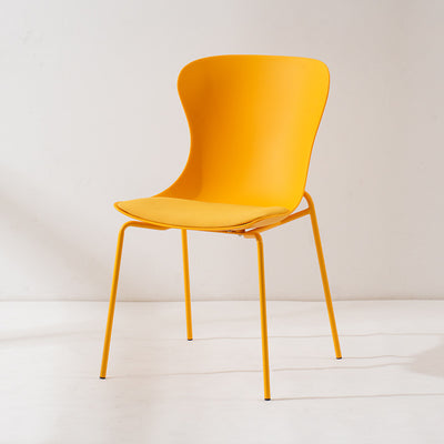 Modern Minimalist Curved Scratch Resistant Leather PC Iron Dining Chair Backrest Armless For Dining Room