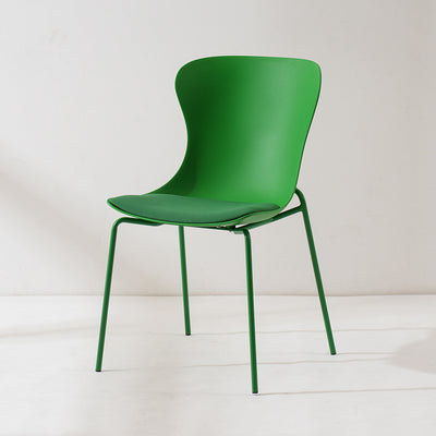 Modern Minimalist Curved Scratch Resistant Leather PC Iron Dining Chair Backrest Armless For Dining Room