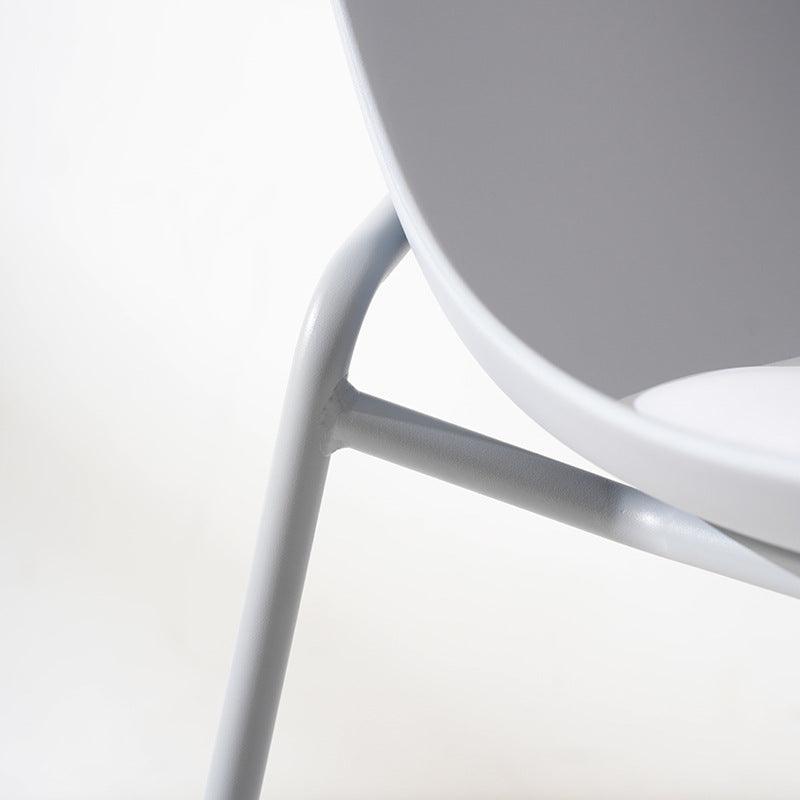 Modern Minimalist Curved Scratch Resistant Leather PC Iron Dining Chair Backrest Armless For Dining Room