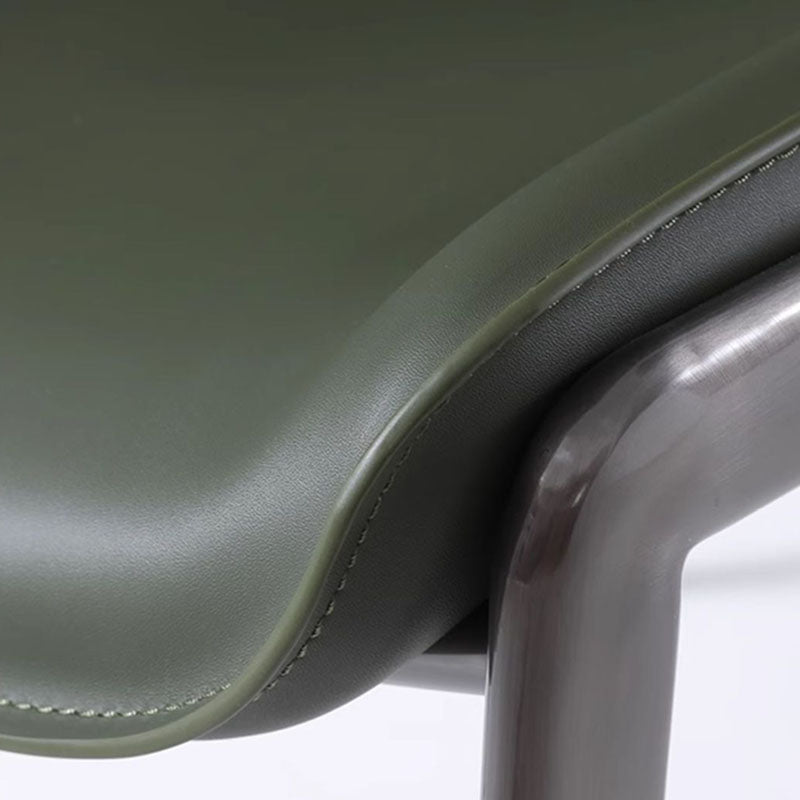 Traditional Vintage Curved Rectangular Saddle-Style Faux Leather Carbon Steel Stainless Steel Dining Chair Backrest Armrest For Dining Room