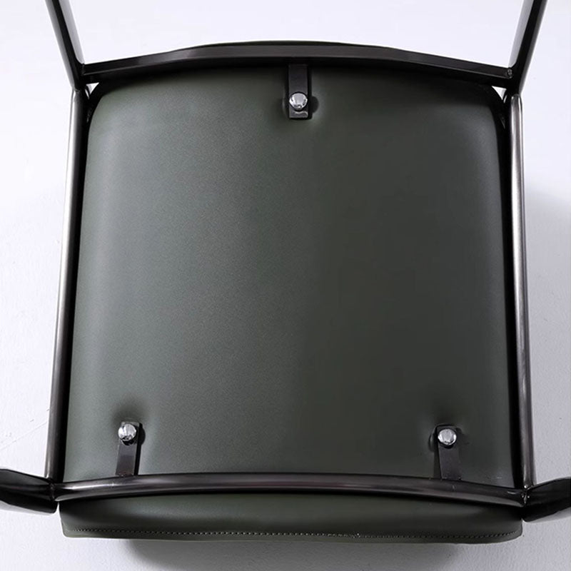 Traditional Vintage Curved Rectangular Saddle-Style Faux Leather Carbon Steel Stainless Steel Dining Chair Backrest Armrest For Dining Room