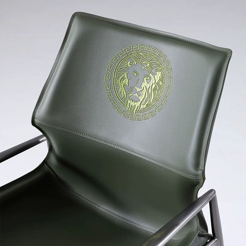 Traditional Vintage Curved Rectangular Saddle-Style Faux Leather Carbon Steel Stainless Steel Dining Chair Backrest Armrest For Dining Room