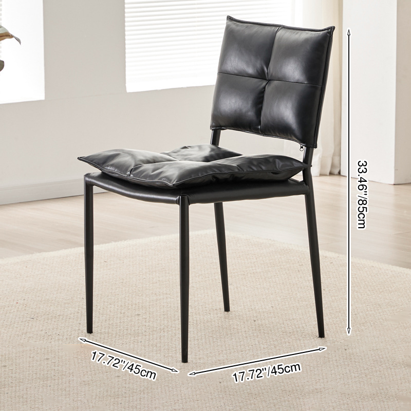 Modern Minimalist Rectangular Oil-Waxed Leather Carbon Steel Dining Chair Backrest Armless For Dining Room
