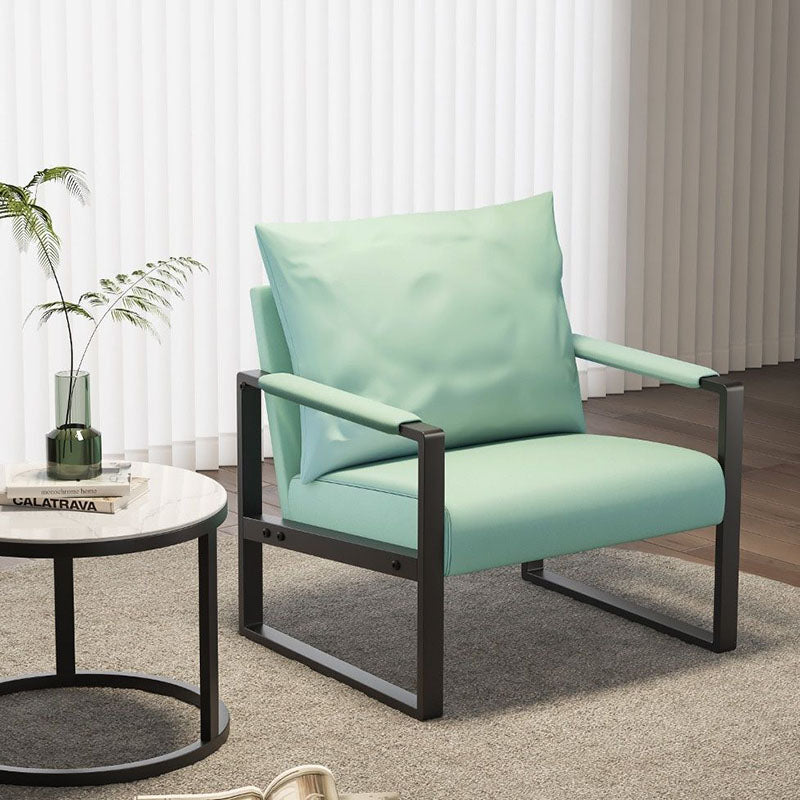 Contemporary Scandinavian Rectangular Nappa Leather Tech Fabric Carbon Steel Accent Chair Backrest Armrest For Living Room