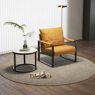 Contemporary Scandinavian Rectangular Nappa Leather Tech Fabric Carbon Steel Accent Chair Backrest Armrest For Living Room