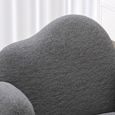 Modern Minimalist Cloud-Shaped Teddy Velvet Steel Vanity Stool Backrest Armrest For Bedroom