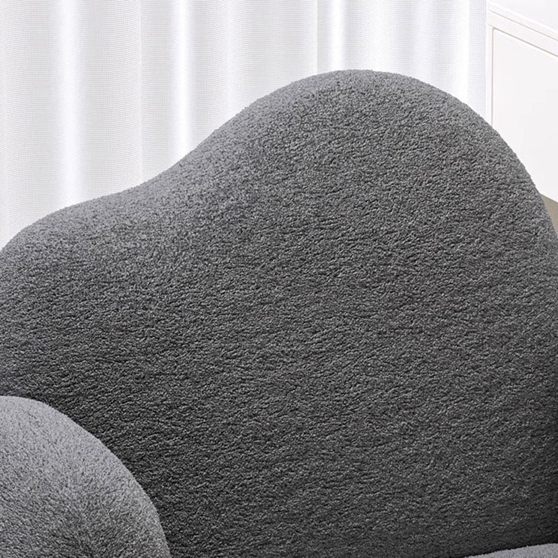Modern Minimalist Cloud-Shaped Teddy Velvet Steel Vanity Stool Backrest Armrest For Bedroom
