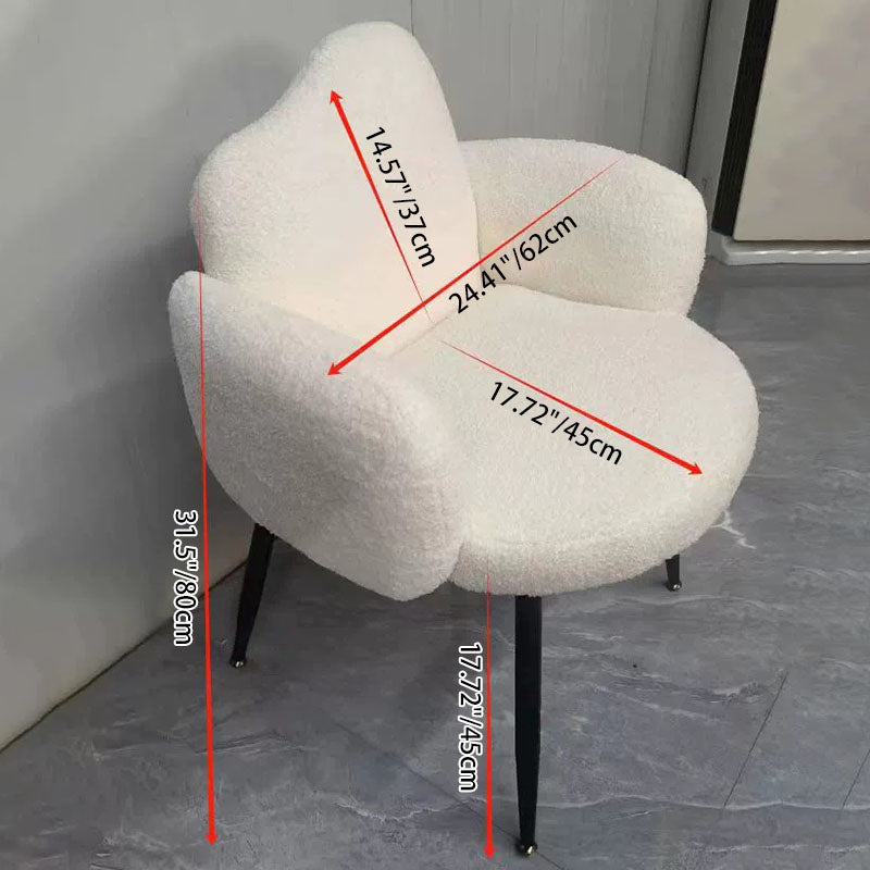 Modern Minimalist Cloud-Shaped Teddy Velvet Steel Vanity Stool Backrest Armrest For Bedroom