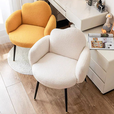 Modern Minimalist Cloud-Shaped Teddy Velvet Steel Vanity Stool Backrest Armrest For Bedroom