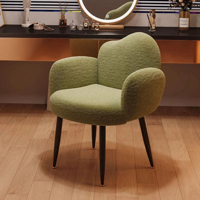 Modern Minimalist Cloud-Shaped Teddy Velvet Steel Vanity Stool Backrest Armrest For Bedroom