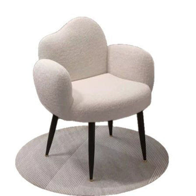 Modern Minimalist Cloud-Shaped Teddy Velvet Steel Vanity Stool Backrest Armrest For Bedroom