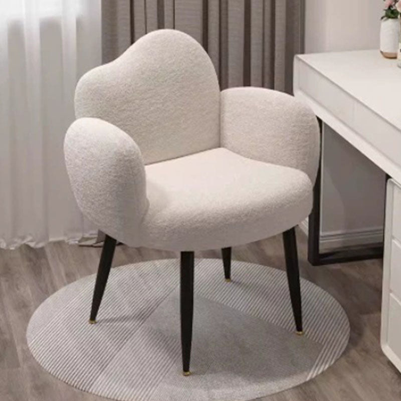 Modern Minimalist Cloud-Shaped Teddy Velvet Steel Vanity Stool Backrest Armrest For Bedroom