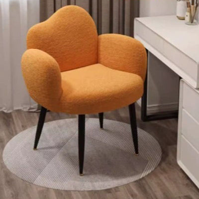 Modern Minimalist Cloud-Shaped Teddy Velvet Steel Vanity Stool Backrest Armrest For Bedroom