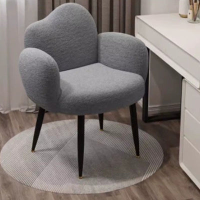 Modern Minimalist Cloud-Shaped Teddy Velvet Steel Vanity Stool Backrest Armrest For Bedroom