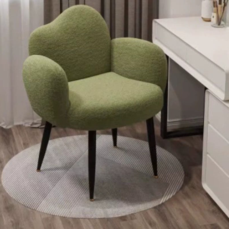 Modern Minimalist Cloud-Shaped Teddy Velvet Steel Vanity Stool Backrest Armrest For Bedroom