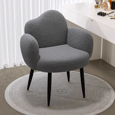 Modern Minimalist Cloud-Shaped Teddy Velvet Steel Vanity Stool Backrest Armrest For Bedroom