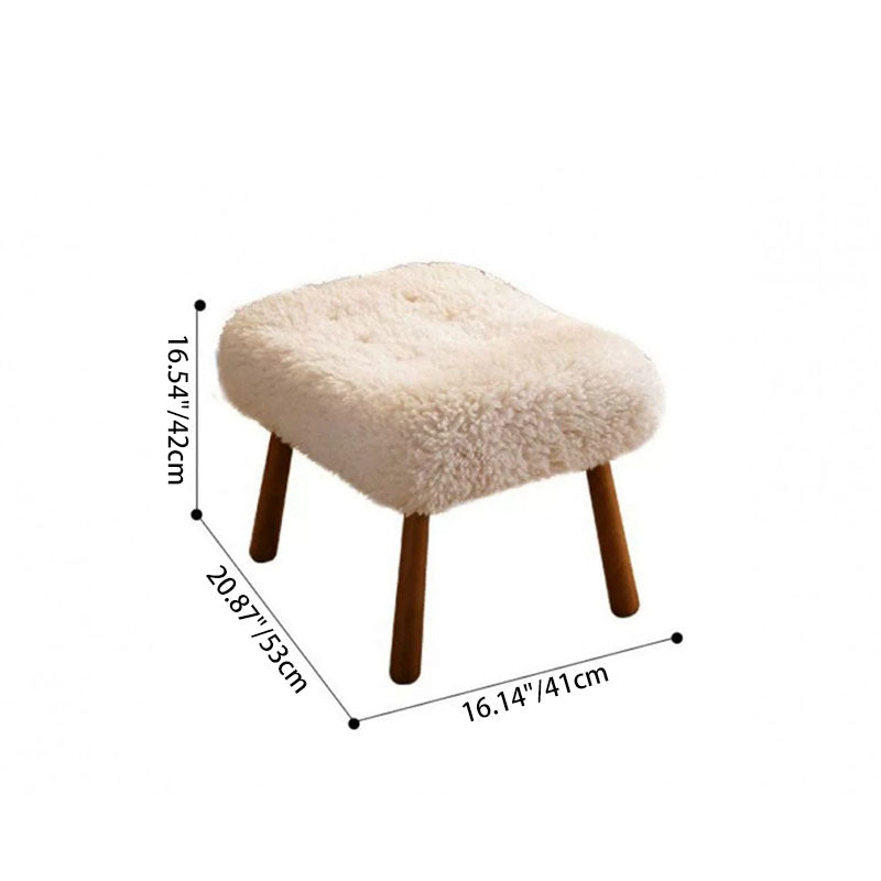 Modern Minimalist Rectangular Lambswool Solid Wood Accent Chair Backrest Armrest For Living Room