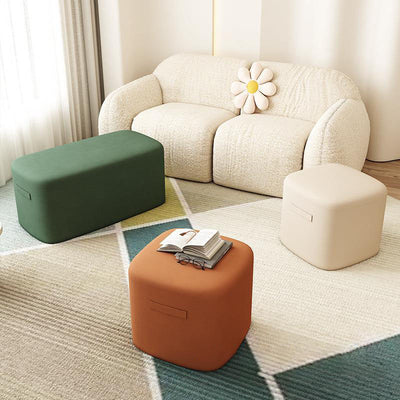 Modern Minimalist Rectangular Tech Fabric Lambswool Solid Wood Accent Chair Backless Armless For Living Room