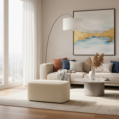 Modern Minimalist Rectangular Tech Fabric Lambswool Solid Wood Accent Chair Backless Armless For Living Room