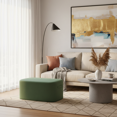Modern Minimalist Rectangular Tech Fabric Lambswool Solid Wood Accent Chair Backless Armless For Living Room