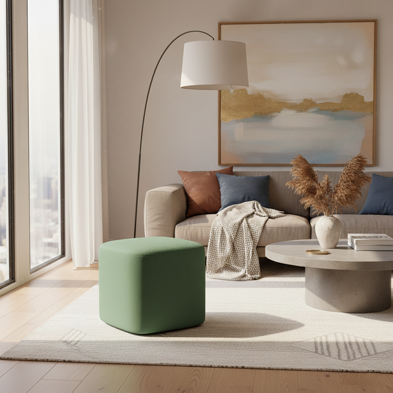 Modern Minimalist Rectangular Tech Fabric Lambswool Solid Wood Accent Chair Backless Armless For Living Room