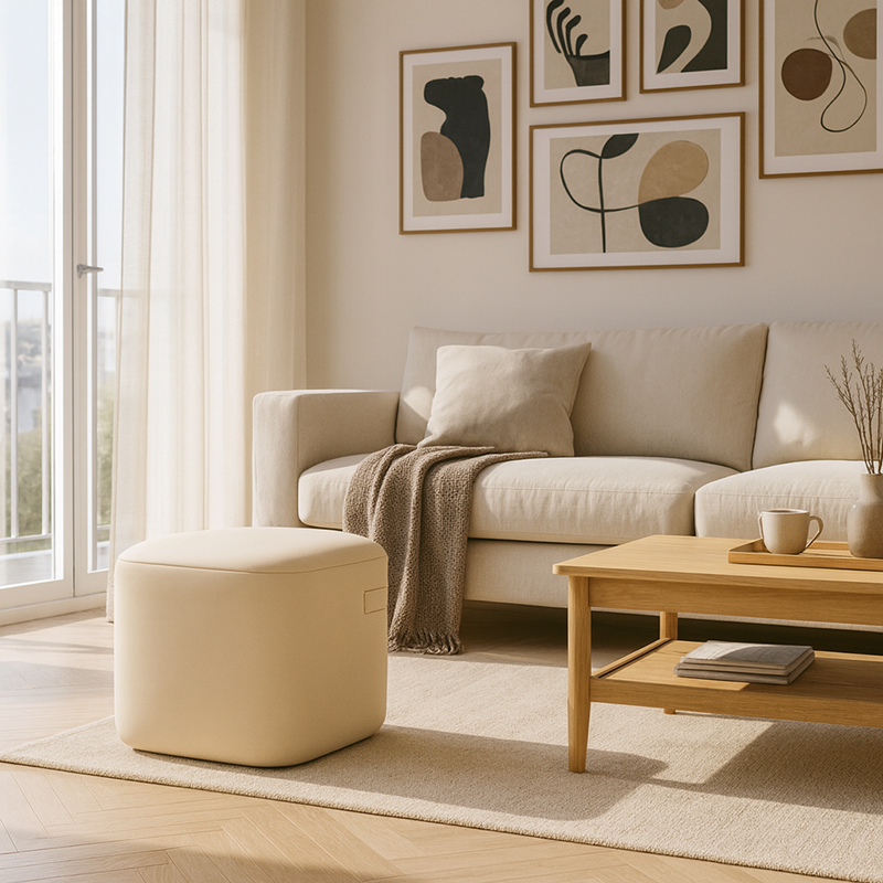 Modern Minimalist Rectangular Tech Fabric Lambswool Solid Wood Accent Chair Backless Armless For Living Room