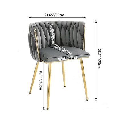 Contemporary Luxury Curved Velvet Stainless Steel Dining Chair Backrest Armrest For Dining Room