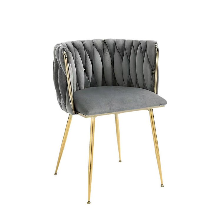 Contemporary Luxury Curved Velvet Stainless Steel Dining Chair Backrest Armrest For Dining Room