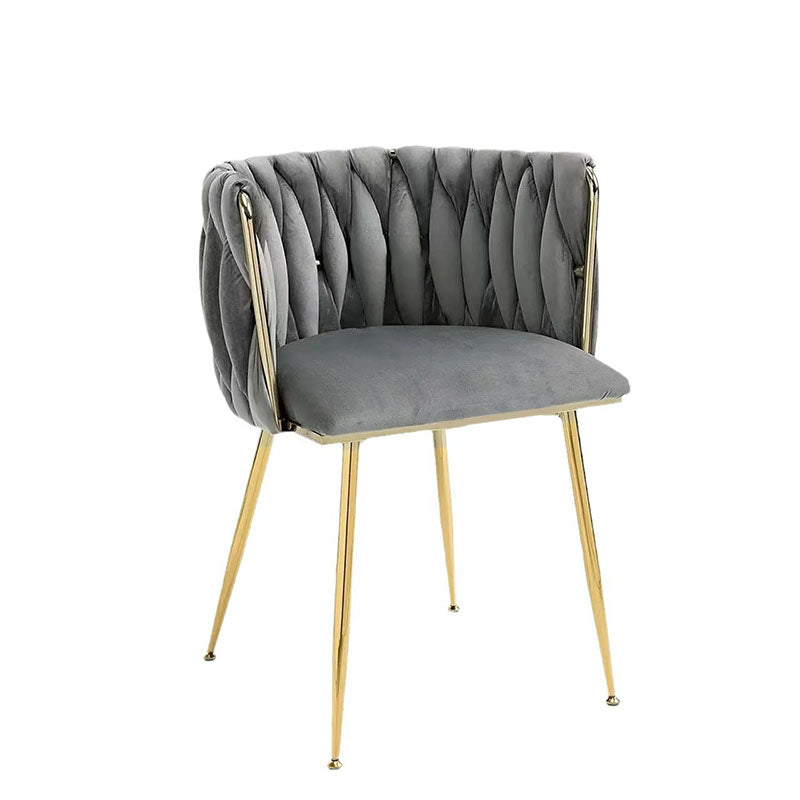 Contemporary Luxury Curved Velvet Stainless Steel Dining Chair Backrest Armrest For Dining Room