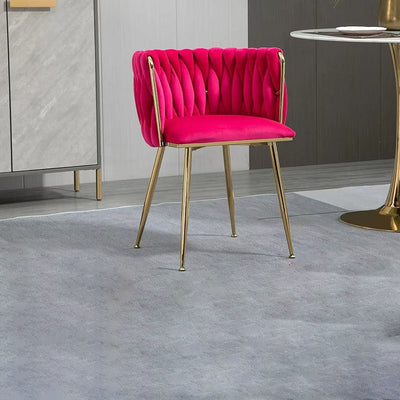 Contemporary Luxury Curved Velvet Stainless Steel Dining Chair Backrest Armrest For Dining Room