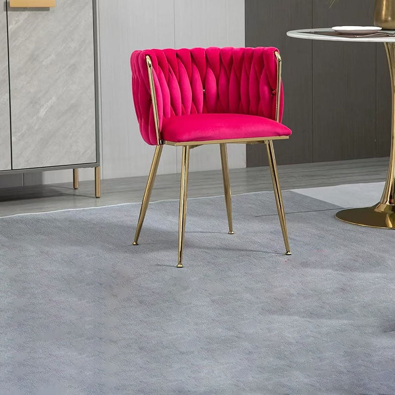 Contemporary Luxury Curved Velvet Stainless Steel Dining Chair Backrest Armrest For Dining Room
